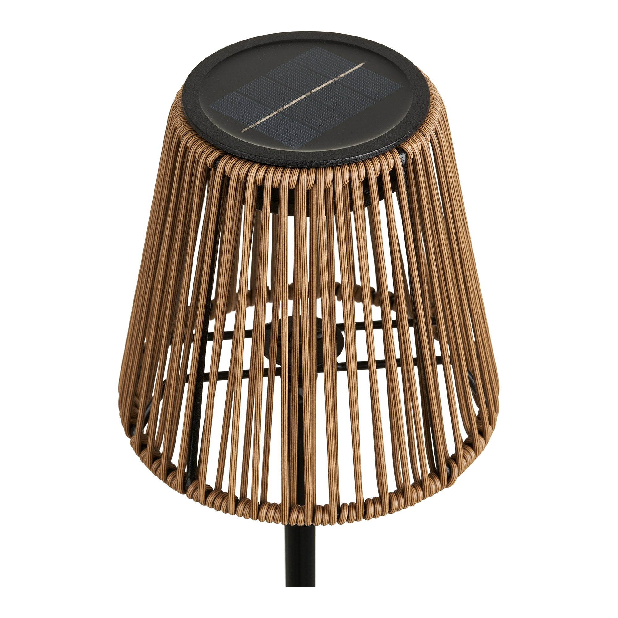 Détail panneau solaire intégré lampe Salford polyrattan naturel vue dessus