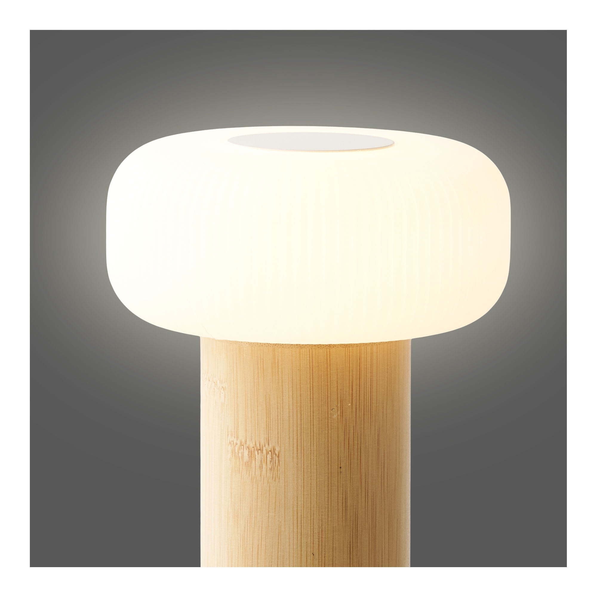 Lampe rechargeable Stafford bambou PE blanc éclairage LED niveau moyen