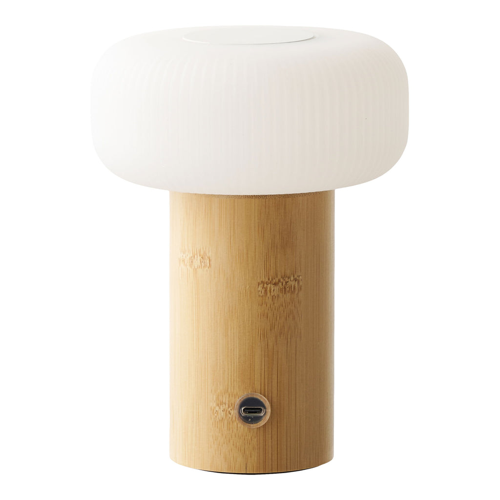 Lampe Stafford bambou naturel port USB-C recharge visible vue de face