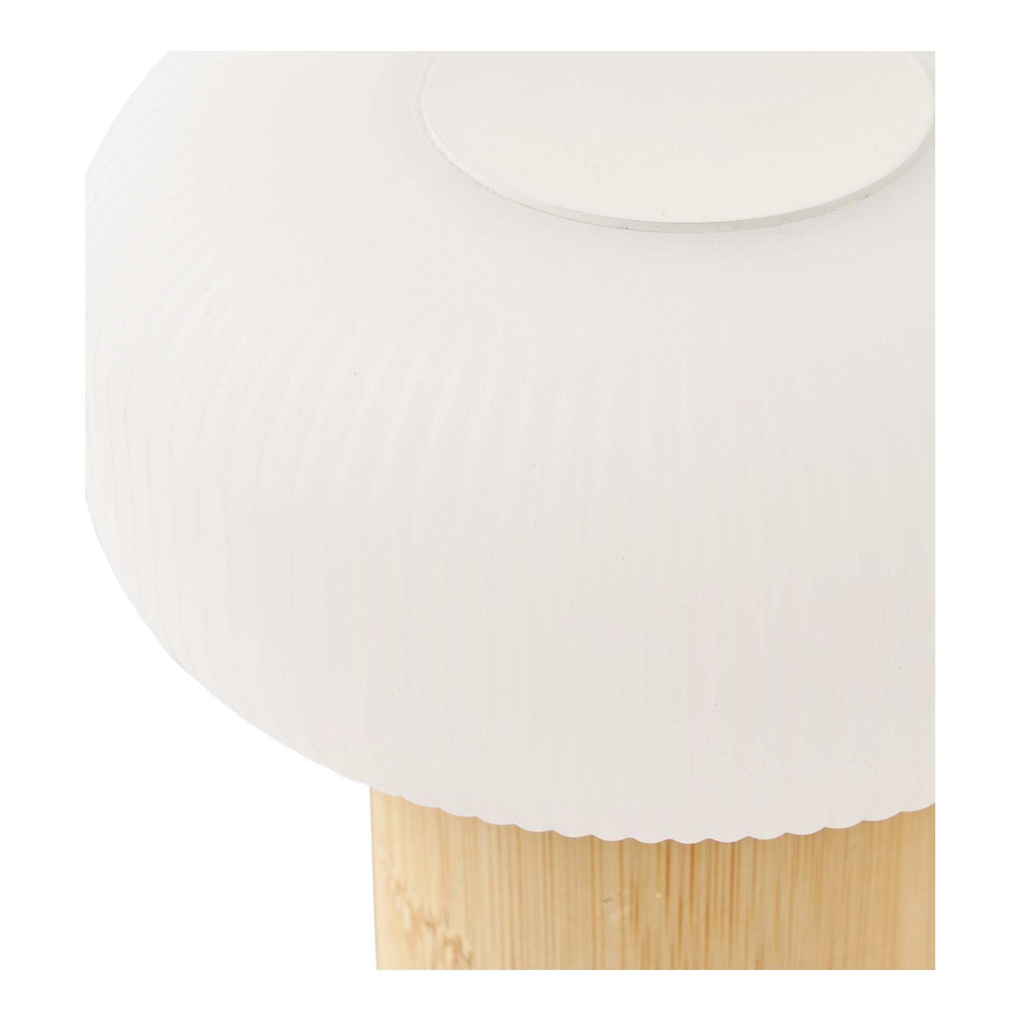 Détail abat-jour côtelé polyéthylène blanc lampe Stafford texture naturelle