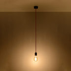 Suspension Edison noir allumé dans un intérieur