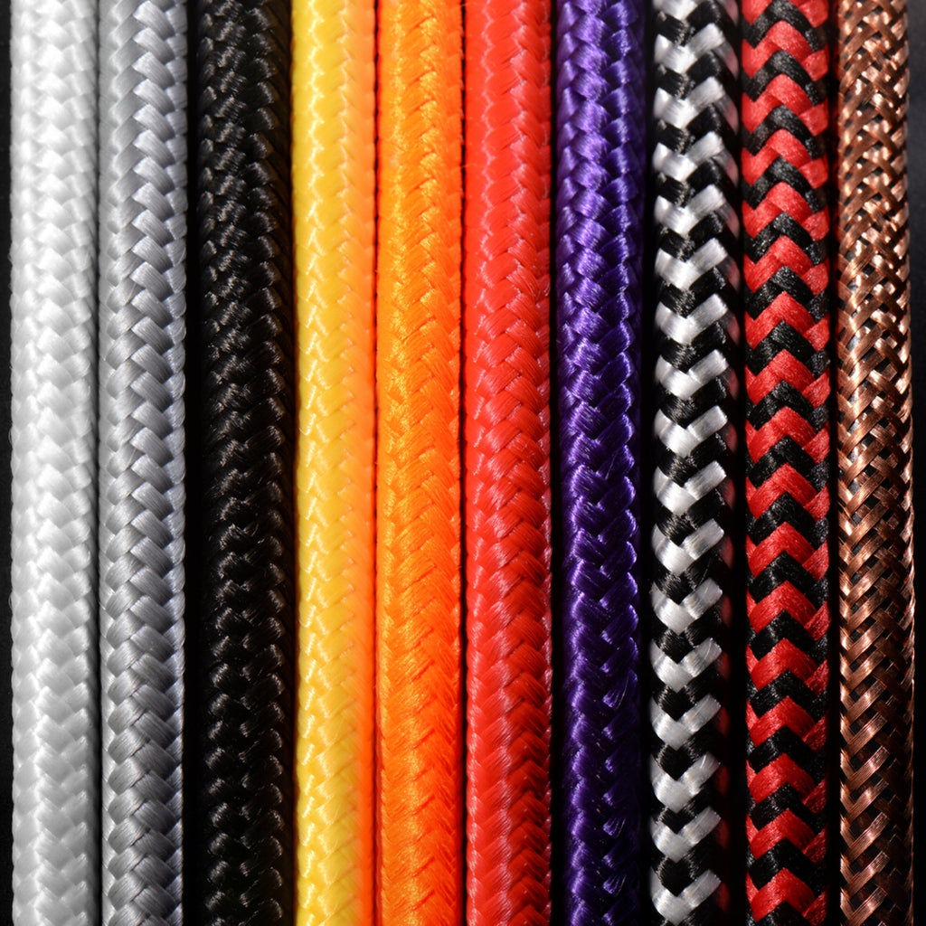 Détail du câble textile tressé de la suspension Edison