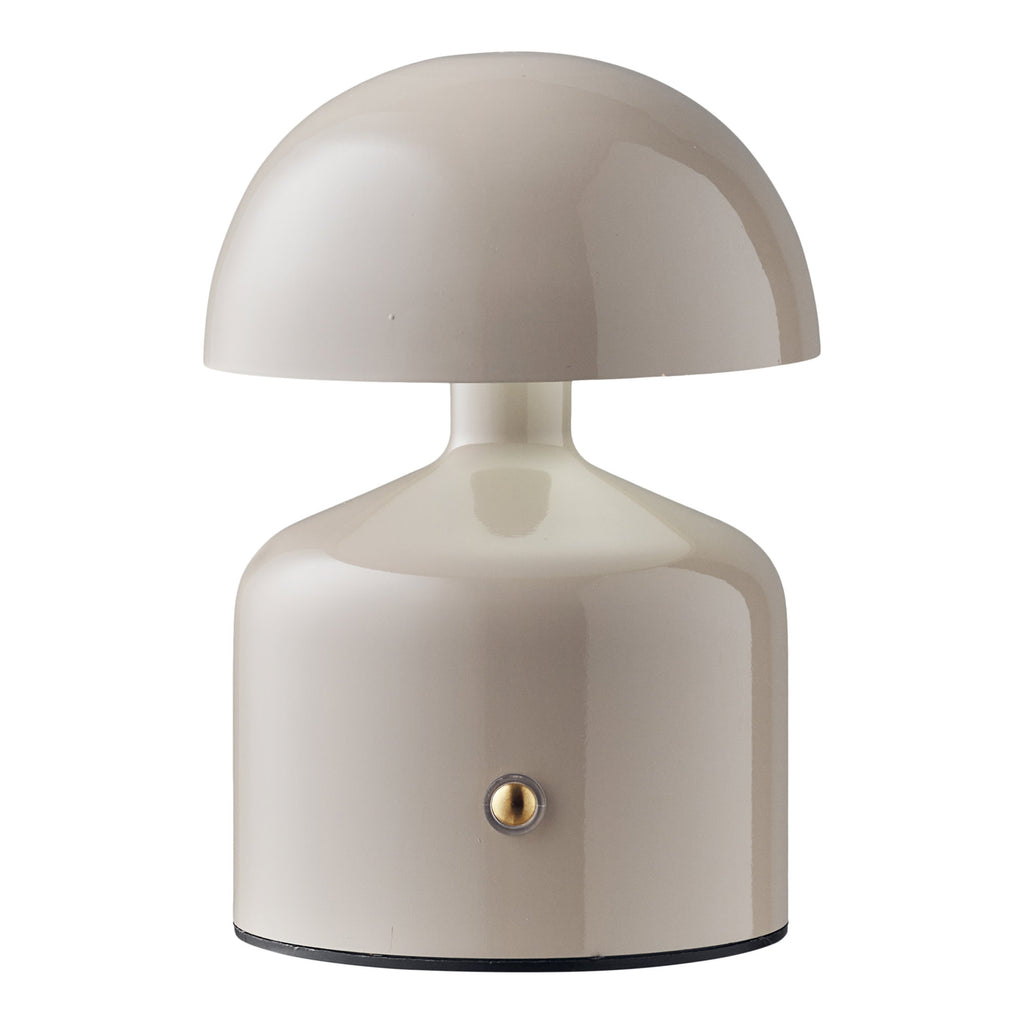 Lampe poser Aulla gris clair laqué brillant design champignon rétro minimaliste