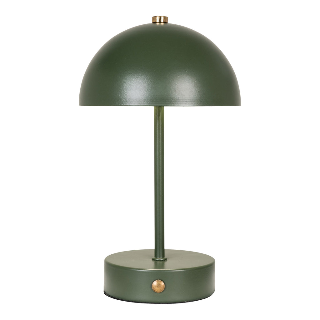 Lampe Holt vert kaki mat vue de face bouton rotatif laiton doré interrupteur