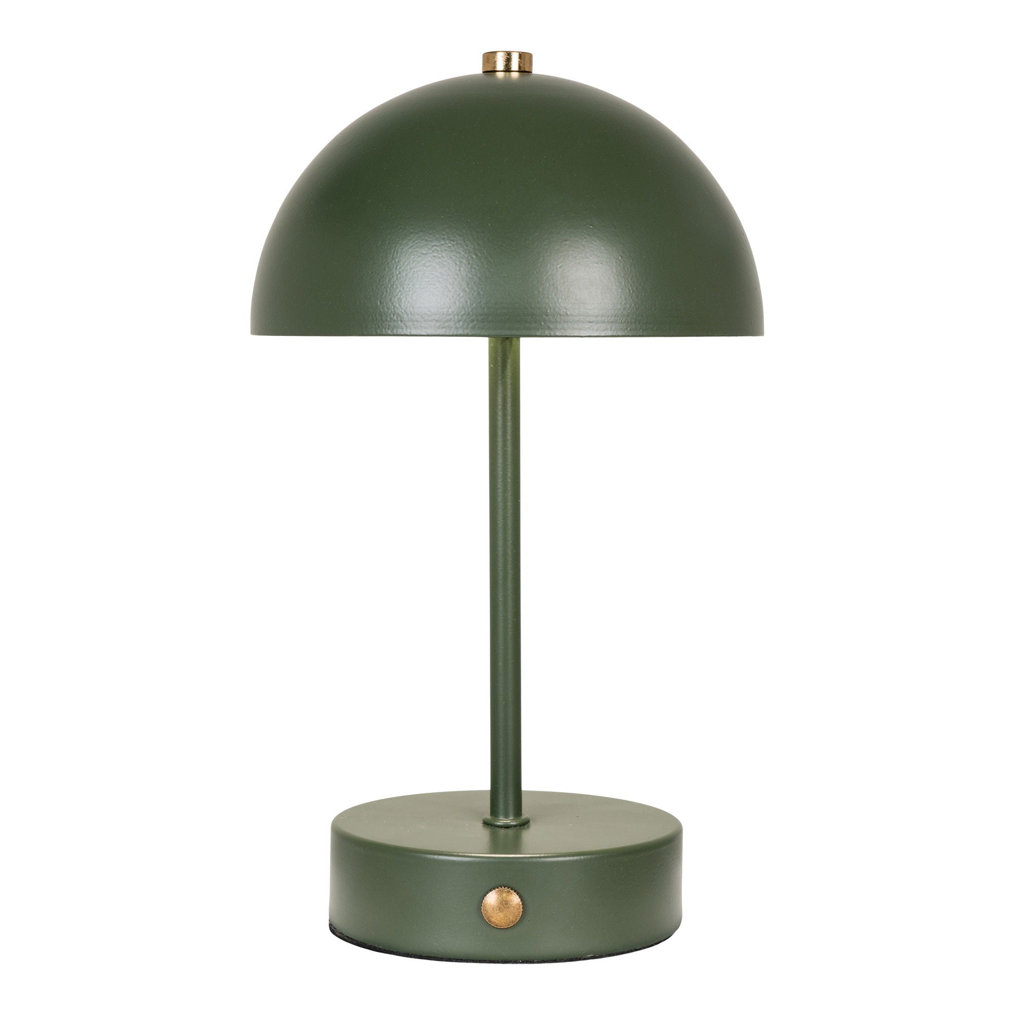 Lampe Holt vert kaki mat vue de face bouton rotatif laiton doré interrupteur