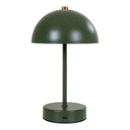 Détail de la base de la lampe Holt vert kaki avec port USB-C et bouton rotatif laiton doré
