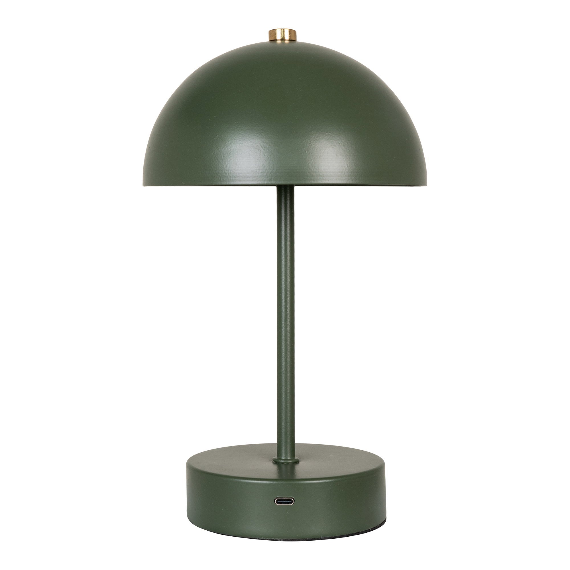 Lampe Holt vert kaki rechargeable USB-C base cylindrique laiton doré fond blanc