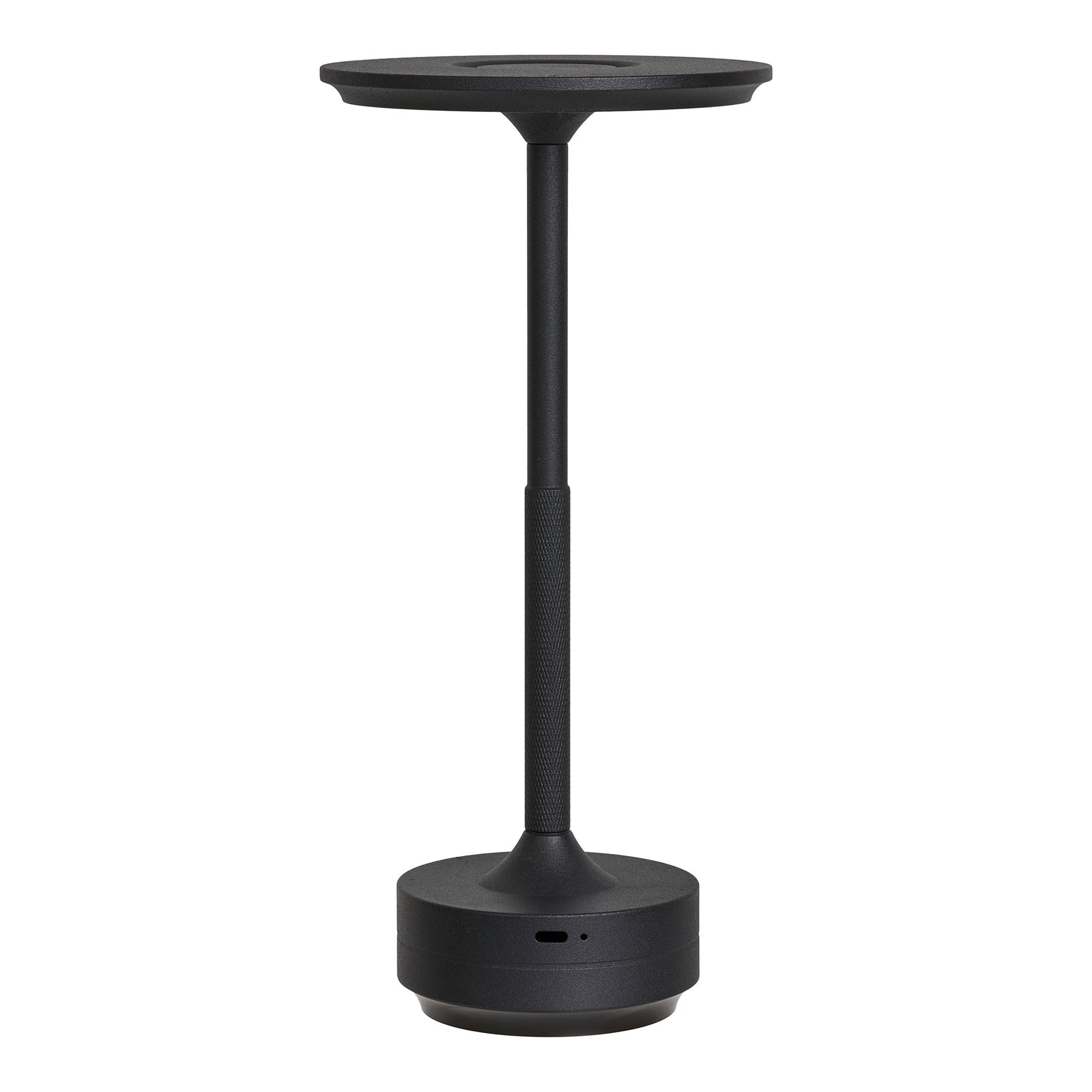 Détail base lampe rechargeable Lyneham noir mat port USB-C et indicateur charge