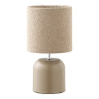 Lampe de table Morley grise métal socle arrondi abat-jour bouclette beige design cosy