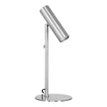 Lampe de table Paris argentée orientable en acier brossé, tête inclinée, design moderne