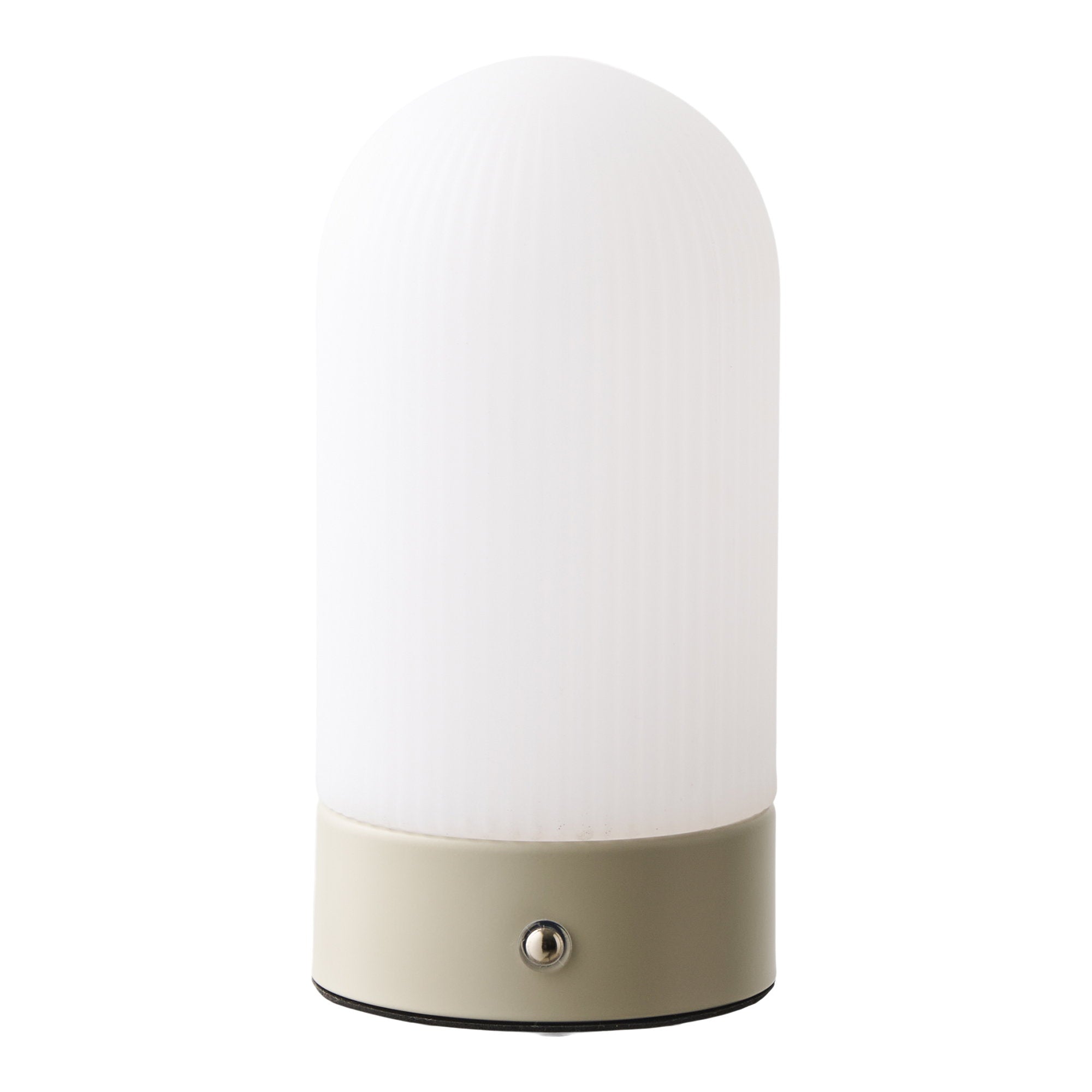 Lampe de table rechargeable Ashford beige blanc PE métal cloche design minimaliste