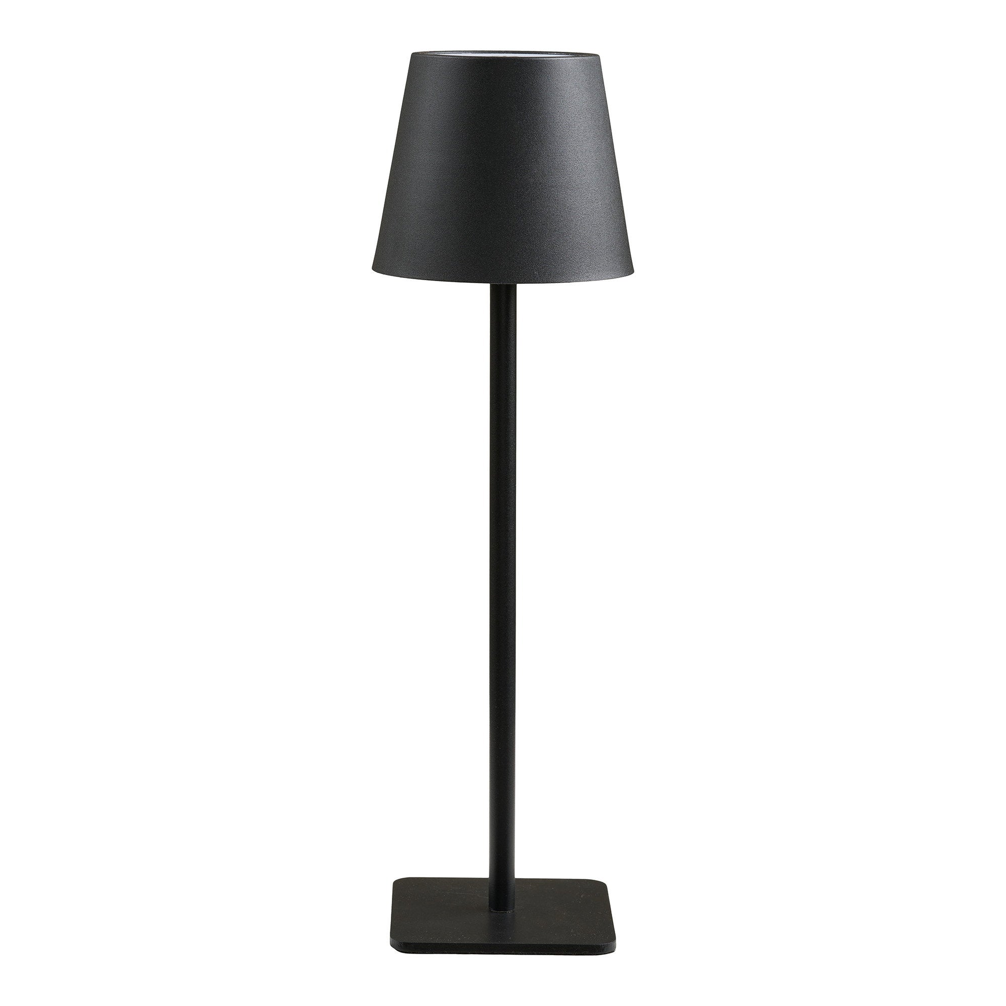 Lampe de table rechargeable Bradford noire métal abat-jour conique design élancé