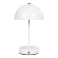 Lampe de table rechargeable Holt métal laqué blanc mat dôme champignon fond blanc