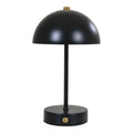 Lampe de table rechargeable Holt métal noir mat dôme champignon détail laiton doré fond blanc