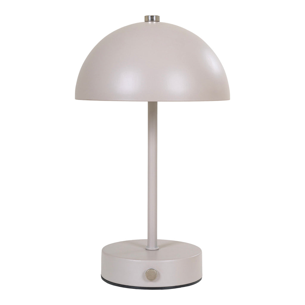 Lampe de table rechargeable Holt métal laqué sable dôme champignon fond blanc