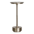 Lampe de table rechargeable Lyneham aluminium argenté brossé design élancé fond blanc