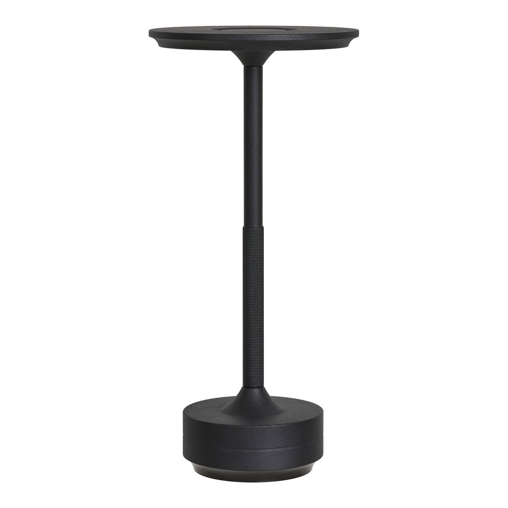 Lampe de table rechargeable Lyneham aluminium noir mat design élancé fond blanc