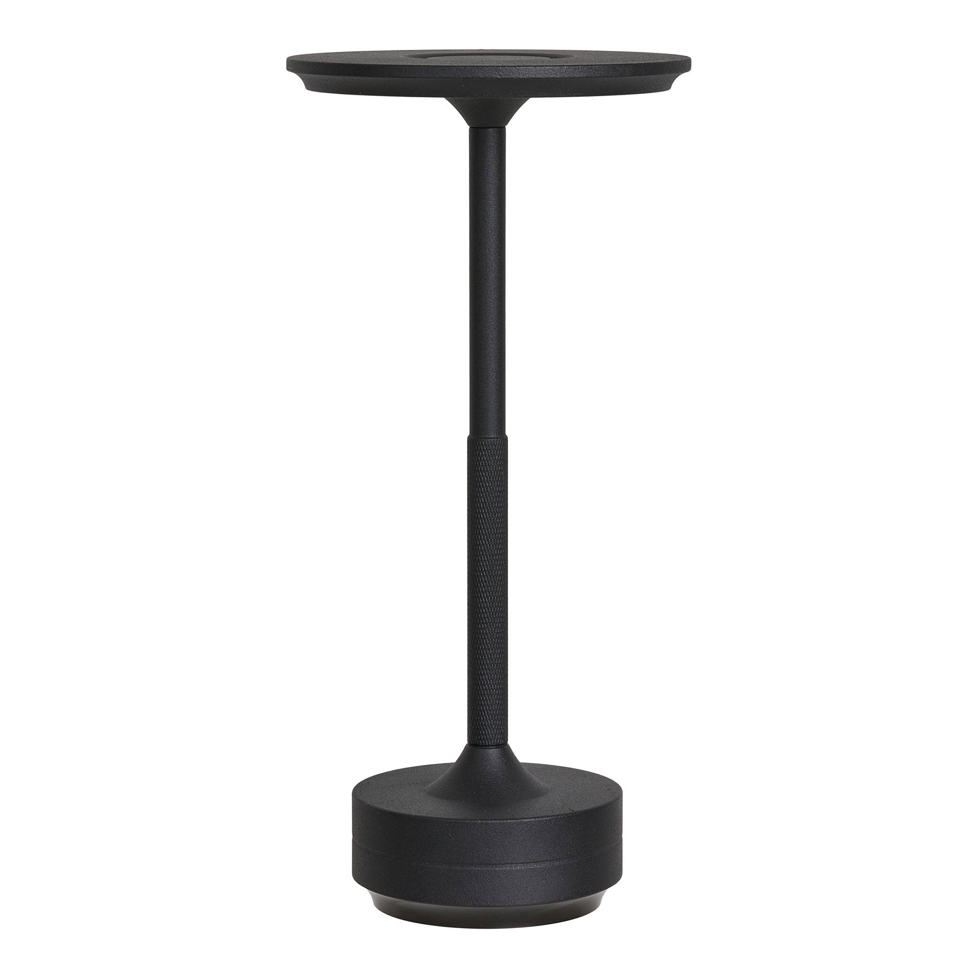 Lampe de table rechargeable Lyneham aluminium noir mat design élancé fond blanc