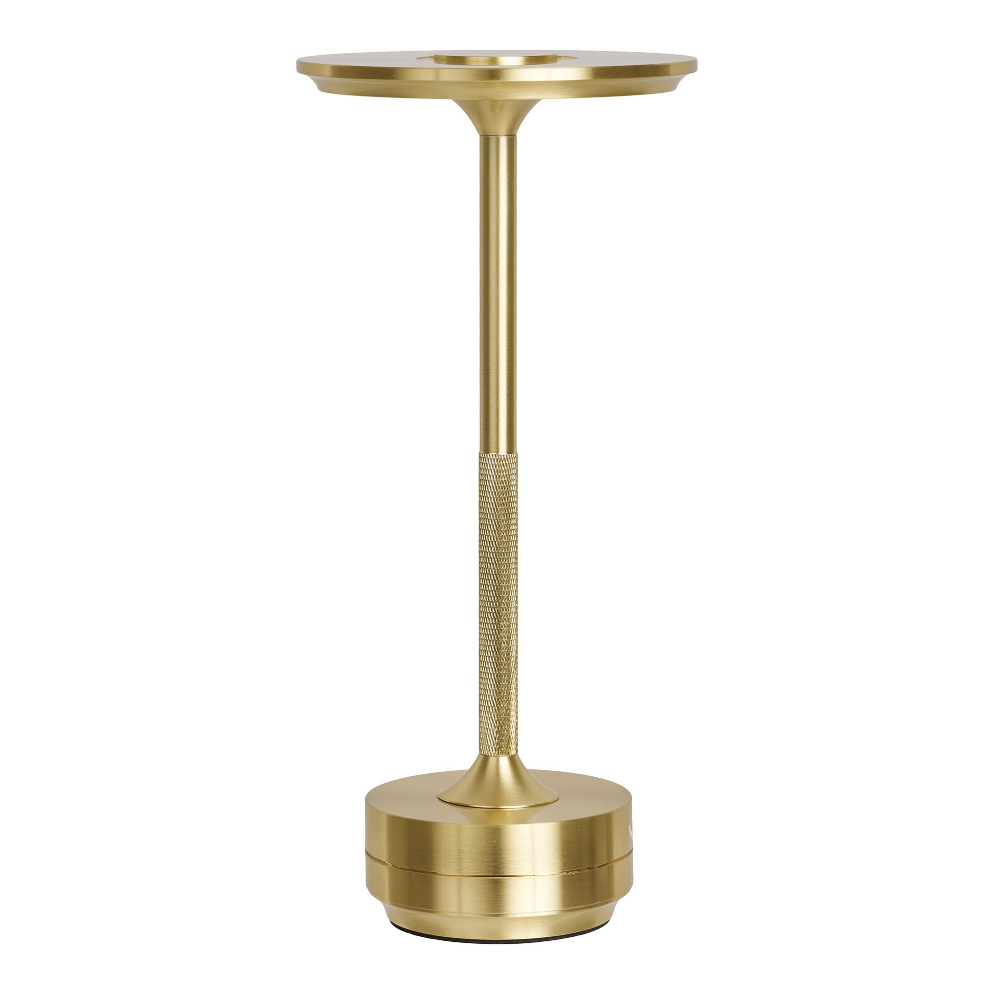Lampe de table rechargeable Lyneham aluminium laiton doré brossé design élancé fond blanc