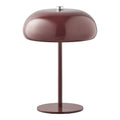 Lampe de table rechargeable Margate bordeaux métal laqué brillant design champignon grand format