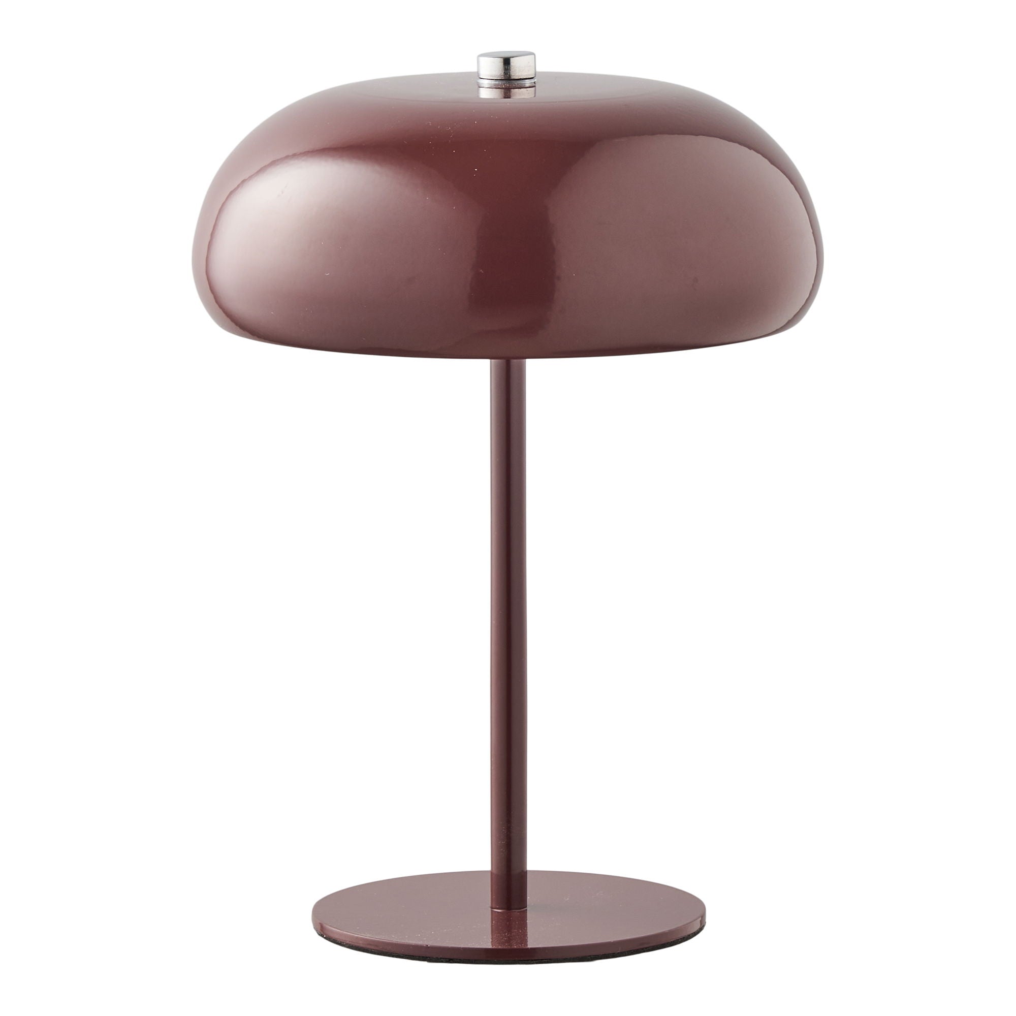Lampe de table rechargeable Margate bordeaux métal laqué brillant design champignon grand format