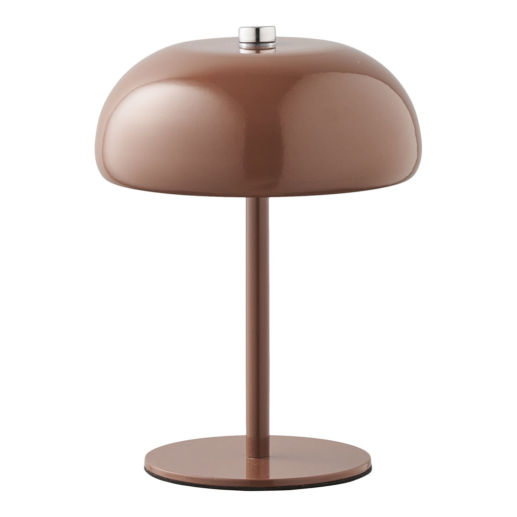 Lampe de table rechargeable Margate marron métal laqué brillant design champignon