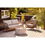 Deux lanternes Herslev laiton antique posées sur terrasse bois, ambiance jardin cosy
