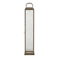 Grande lanterne photophore Herslev 60cm laiton antique et verre strié, vue de face