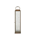Lanterne photophore Herslev laiton antique et verre strié, silhouette élancée, vue de face