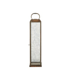 Lanterne photophore Herslev laiton antique et verre strié, silhouette élancée, vue de face