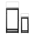 Lanterne Ibra métal noir et verre lot de 2 vue de face