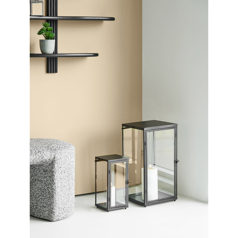 Dimensions Lanterne Ibra métal noir et verre lot de 2