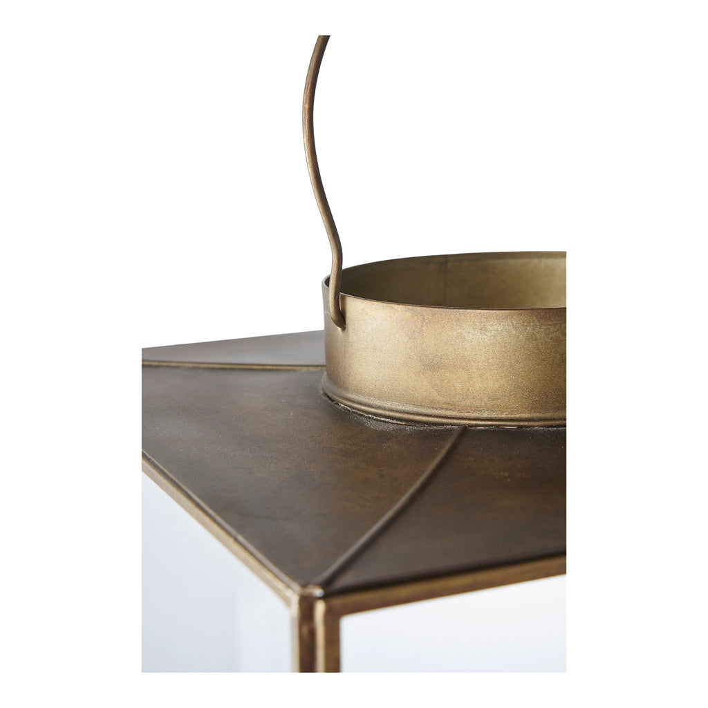 Détail anse ronde et toit en métal laiton antique patiné lanterne Mohali
