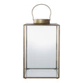 Grande lanterne Mohali en métal laiton antique et verre transparent, vue de face fond blanc