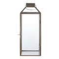 Lanterne Mysore en métal laiton antique et verre transparent, vue de face fond blanc