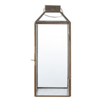 Lanterne Mysore en métal laiton antique et verre transparent, vue de face fond blanc