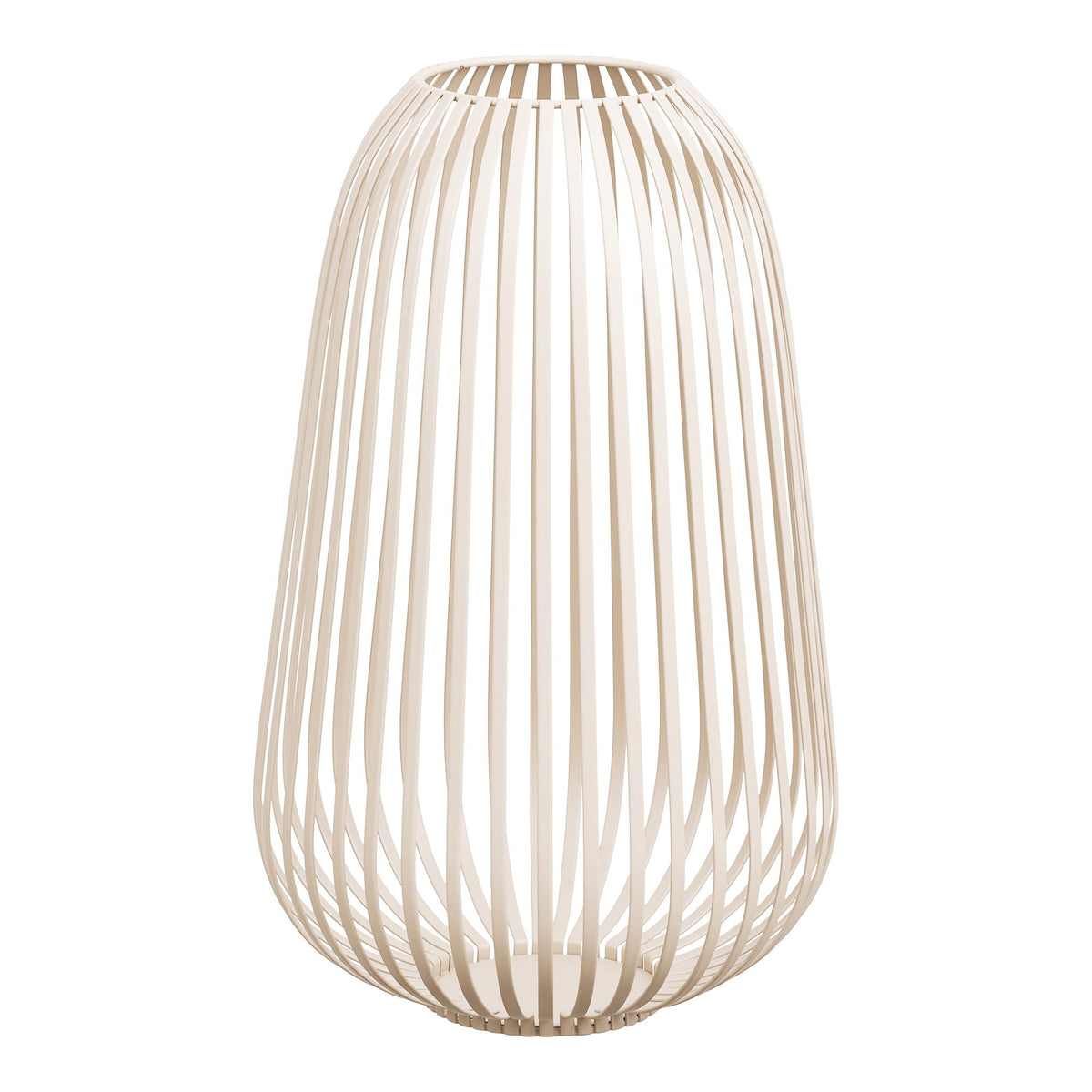 Lanterne Stoense en métal ajouré beige vue de face avec ses lames verticales et son sommet ouvert