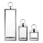 Lanterne Pota acier et verre lot de 3 vue de face