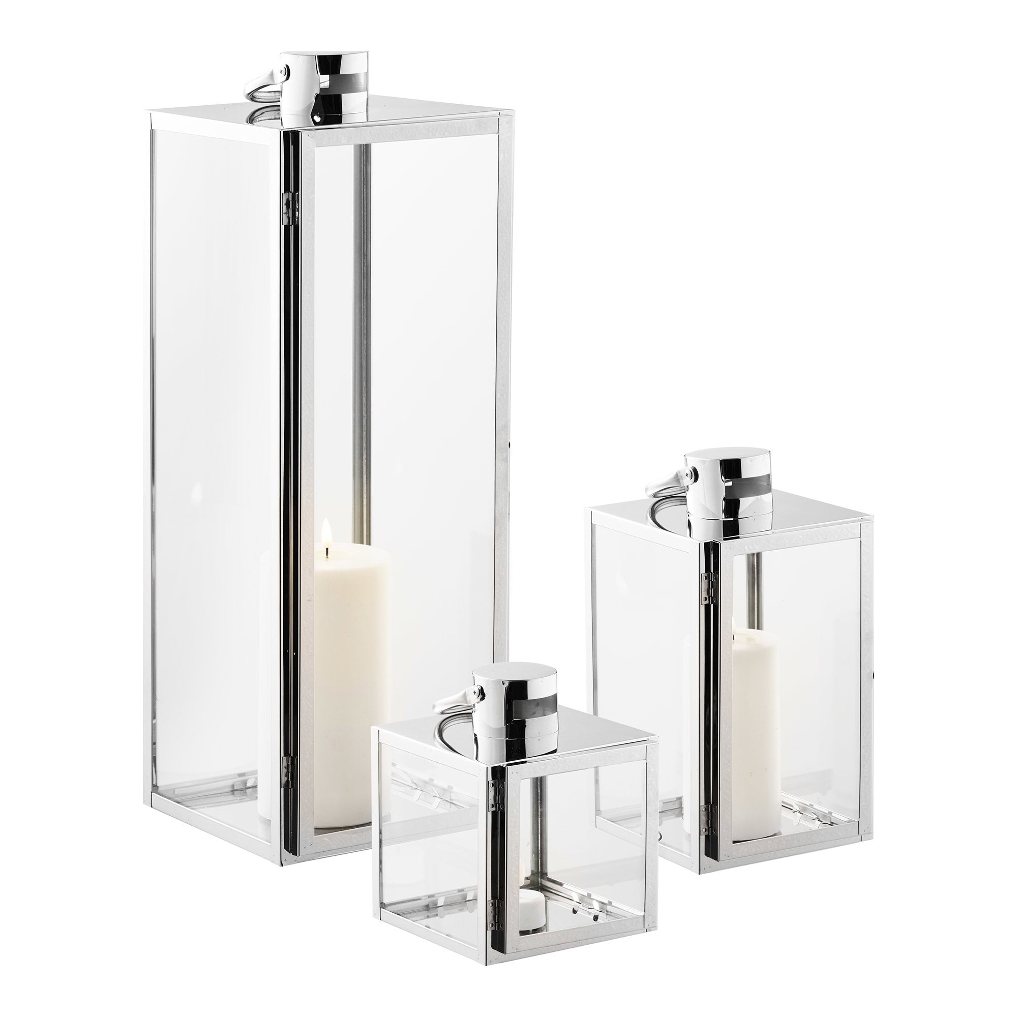 Lanterne Pota acier et verre lot de 3 vue de détail