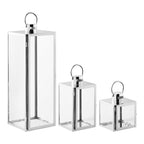 Lanterne Pota acier et verre lot de 3