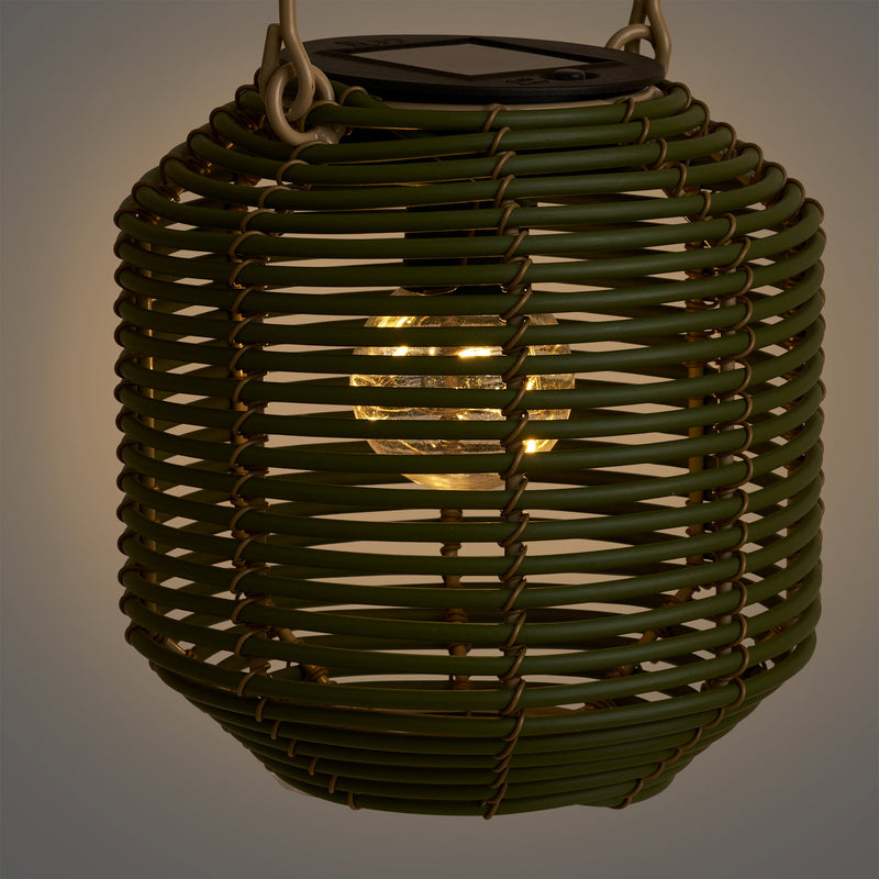 Dimensions Crewe Green Polyrattan Solar Lantern – LED Light