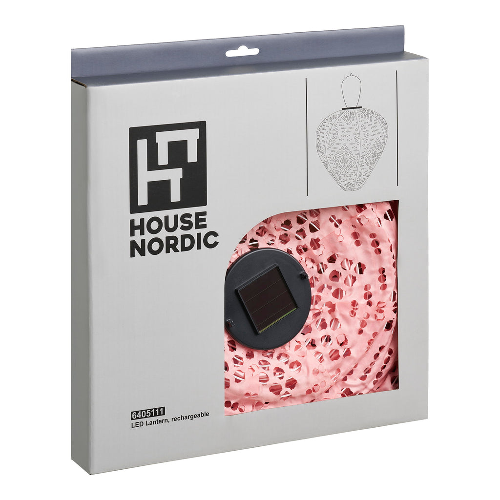 Packaging boîte lanterne solaire LED rechargeable Greatham rose poudré