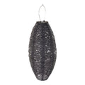 Lanterne solaire LED Foxdale polyester gris ajouré motif floral suspendue fond blanc