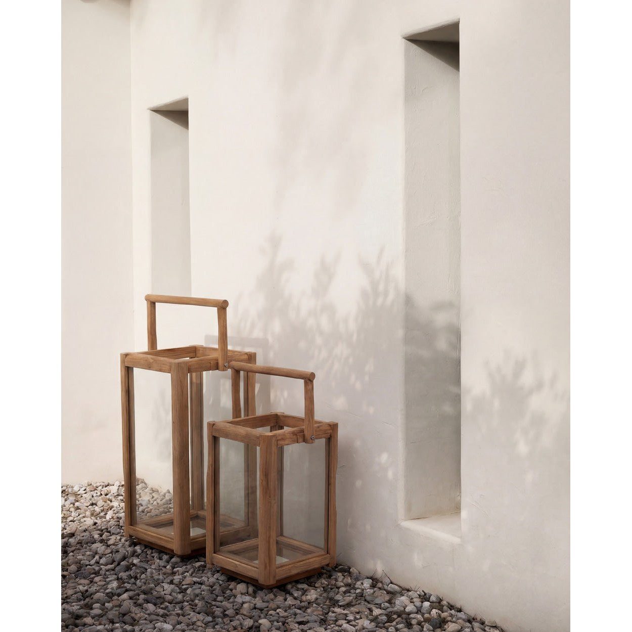 Lanterne en teck recyclé et verre 43 cm, vue 3