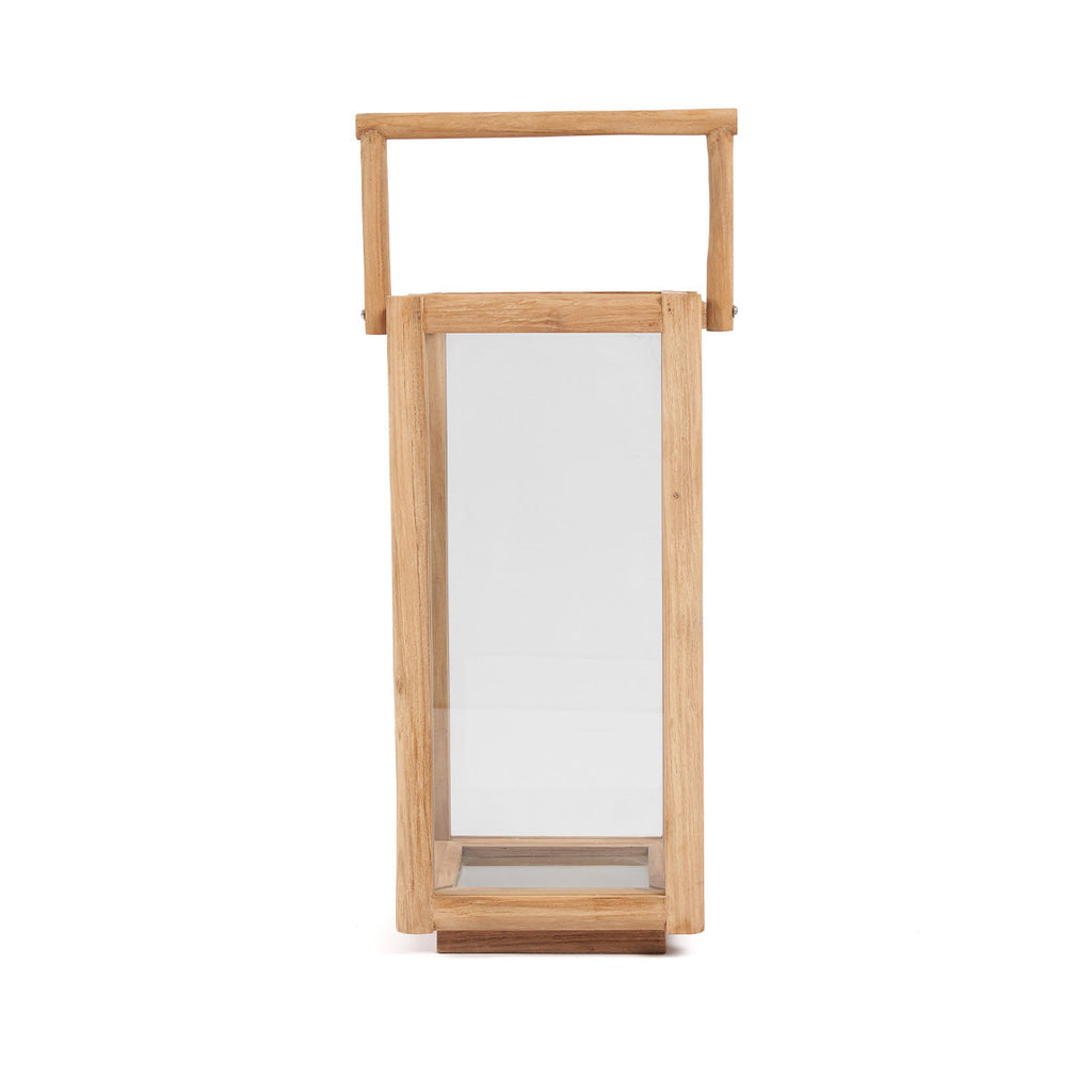 Lanterne en teck recyclé et verre 60 cm