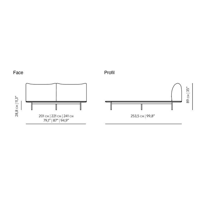 Dimensions Letto Platform legno massiccio