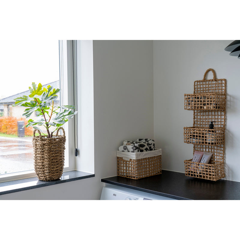 Dimensions Set of 2 Bustelo Woven Baskets – Natural Paper Rope & Cotton Lining – Sizes S and L
