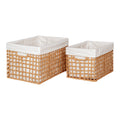 Lot 2 paniers tressés Bustelo corde papier naturel doublure coton blanc S et L vue face