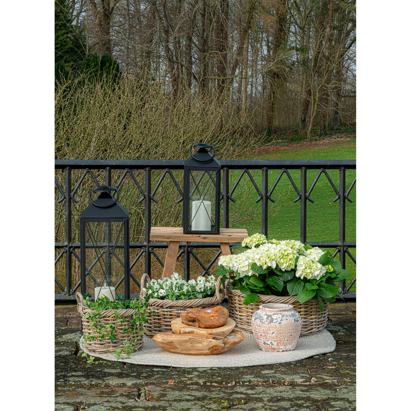 Dimensions Set of 3 Kuta Low Planters – Natural Kubu Rattan & Twisted Handles – Ø 30 / 40 / 50 cm
