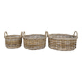 Lot 3 cache-pots bas Kuta rotin kubu naturel anses torsadées 3 tailles vue de face